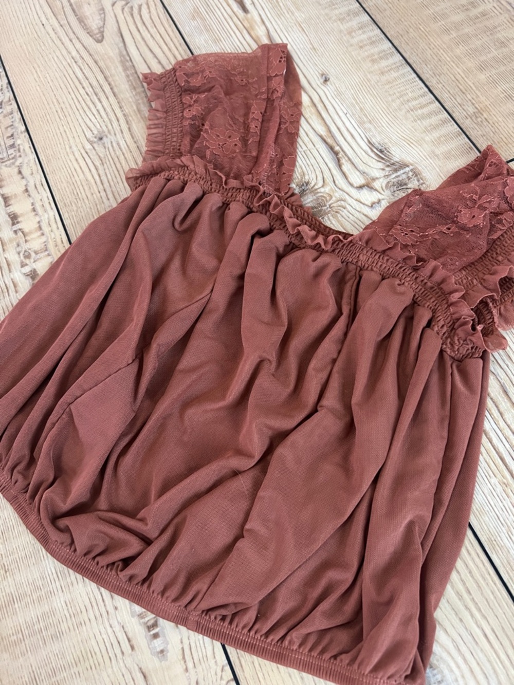 Belle Du Jour Lace-Trim Brick Red Camisole